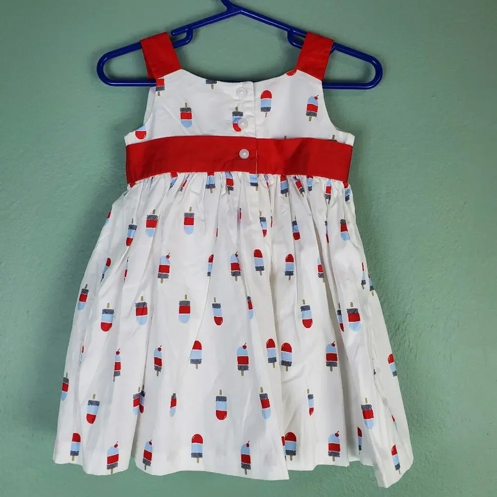 Gymboree Star Spangled Days Popsicle Print Baby Girl Dress Size 12-18